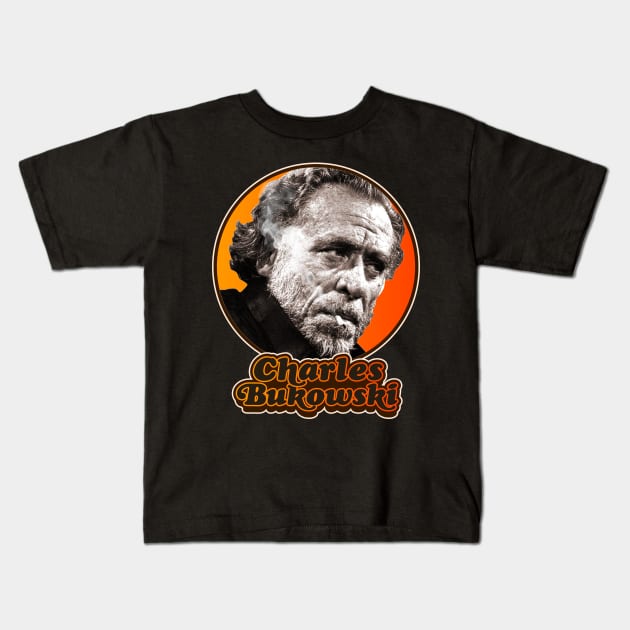 Retro Charles Bukowski Tribute Kids T-Shirt by darklordpug